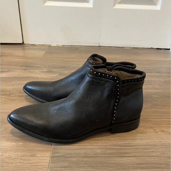 Vero Cuoio Black Leather Side Zipper Ankle Boots Women’s Size 37 - Picture 4 of 11